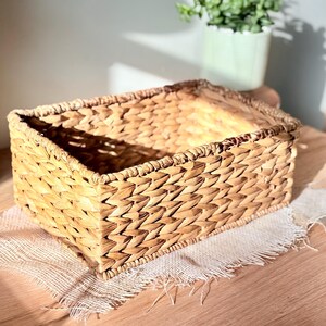 ヴィンテージバスケット、ヴィンテージ長方形ヒヤシンス収納バスケット、持続可能な整理、農家のホームデコレーション、素朴な装飾、環境に優しいギフト