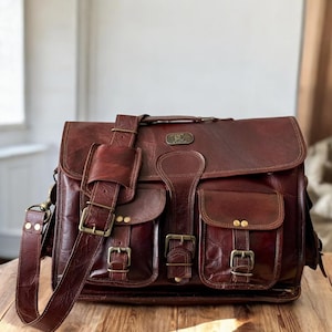 Sac messager en cuir vintage 16", porte-documents Cuero fait main, sac à bandoulière rustique pour ordinateur portable pour homme et femme