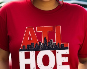 T-shirt unisexe ATL HOE vieilli Atlanta Skyline - vêtements Urban City Pride, chemise de l'équipe de fans de sport, cadeau Géorgie, haut graphique de style hip hop,