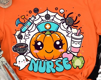 Camicia con zucca Kawaii da infermiera per Halloween