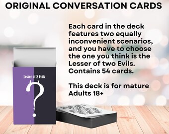 Adult Card game, conversation starters, drinking game, funny sexy  The Lesser of 2 Evils Original Card Game