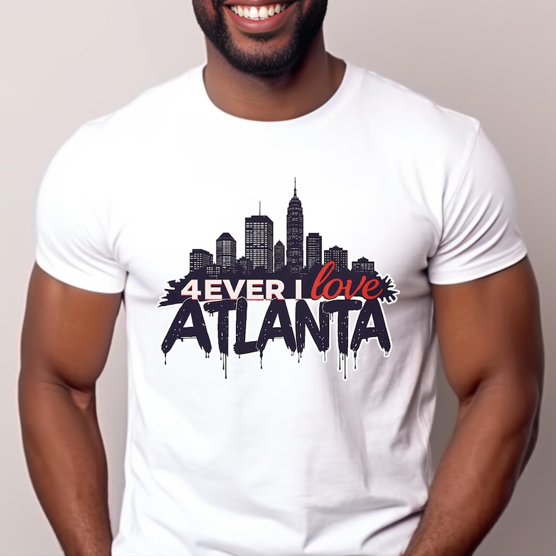Atlanta Skyline Unisex Tee, City Pride Shirt, Graffiti Style 4ever I Love Atlanta Top, Georgia Gift, Team Spirit Apparel image 1