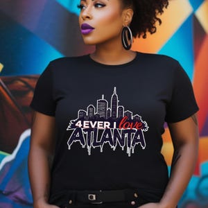 Atlanta Skyline Unisex Tee, City Pride Shirt, Graffiti Style 4ever I Love Atlanta Top, Georgia Gift, Team Spirit Apparel image 2