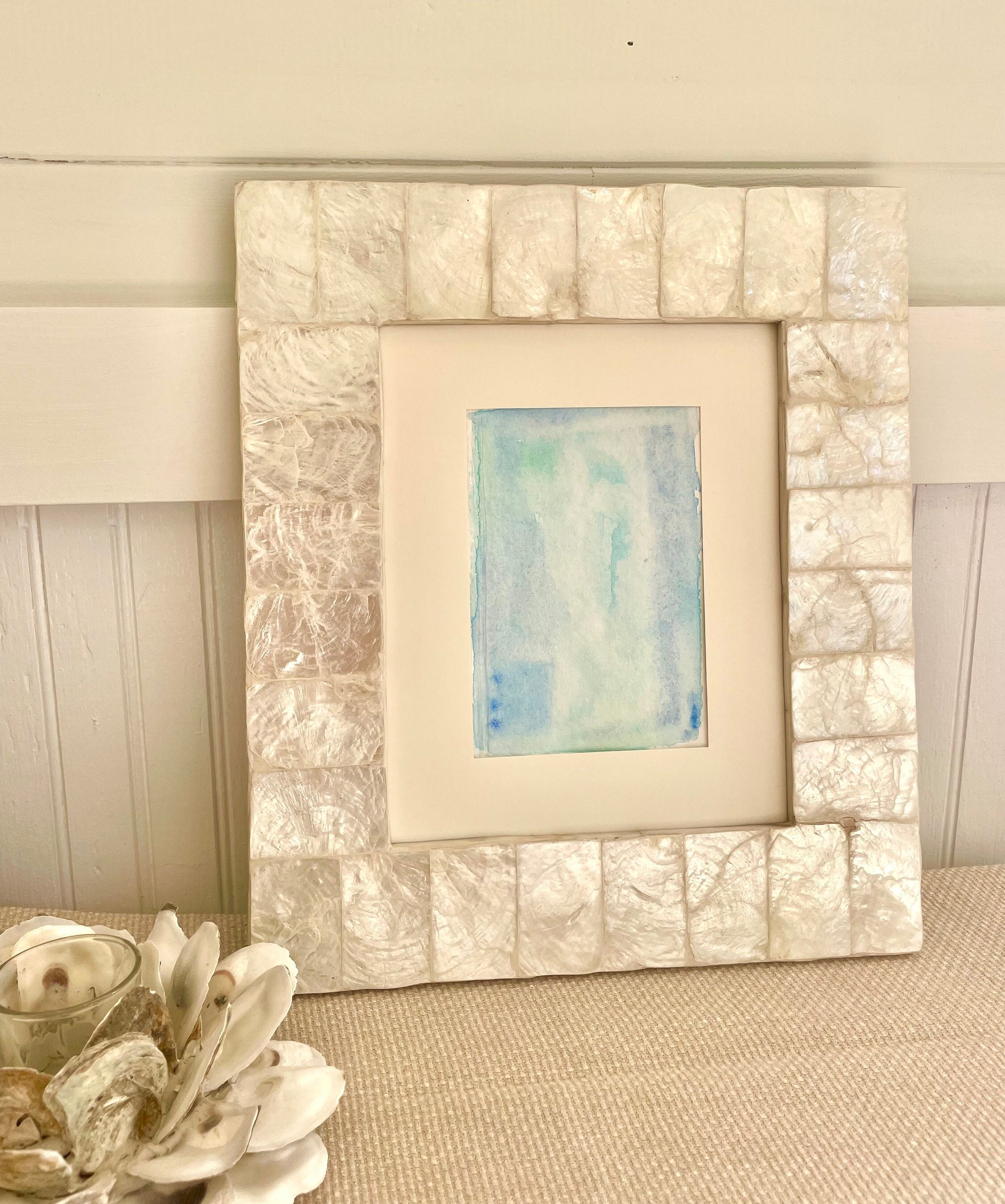 Pastel Blue Abstract Watercolor Painting - 5x7 unframed, 8x10framed