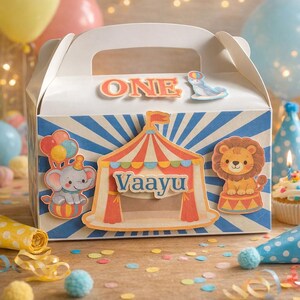 Personalized Circus Favor Box – 3D Gable Box, Birthday Party