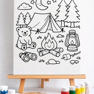 Personalized Camping Canvas – Kids Birthday Party Activity, Party Favor