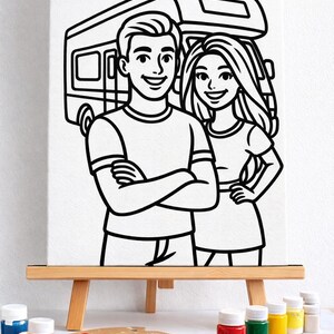Customized Barbie Themed Canvas for Painting - Birthday Party Activity and Party Favor image 3