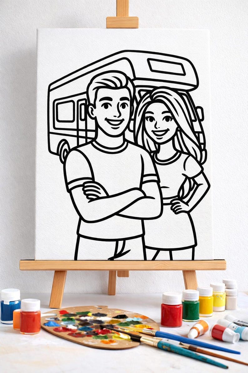 Customized Barbie Themed Canvas for Painting - Birthday Party Activity and Party Favor image 3