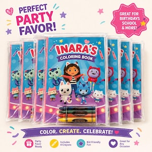 Gabby's Dollhouse Customizable Coloring Book Party Favor with Crayons