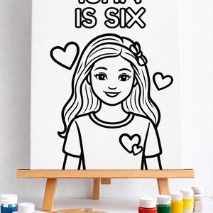 Customized Barbie Themed Canvas for Painting - Birthday Party Activity and Party Favor image 4