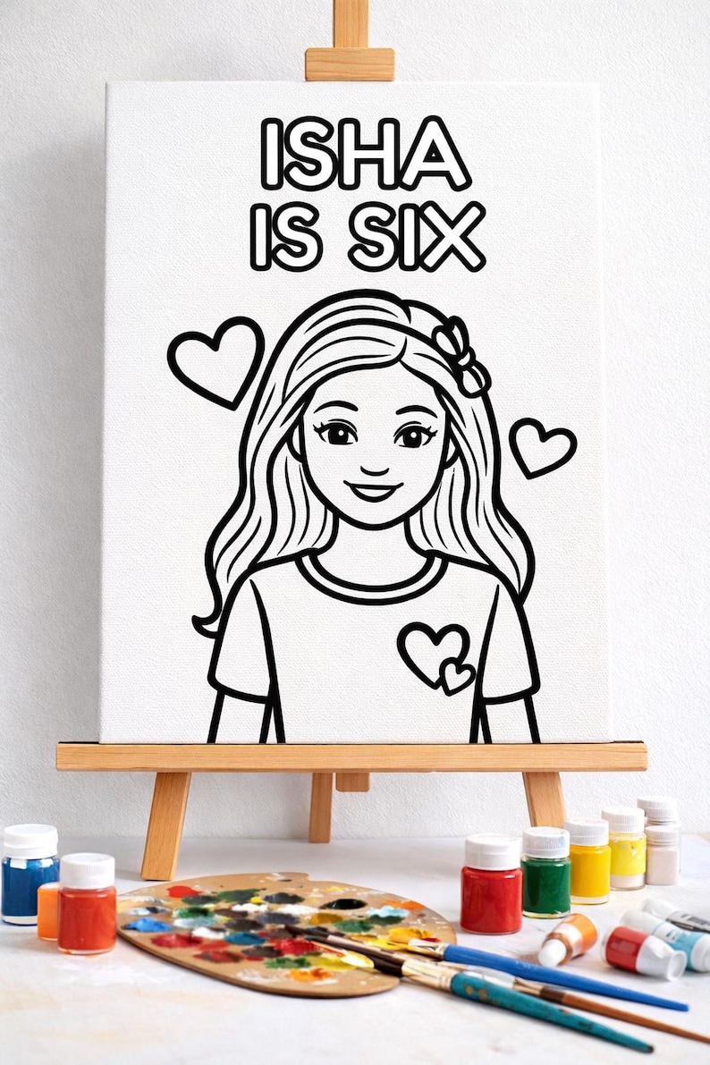 Customized Barbie Themed Canvas for Painting - Birthday Party Activity and Party Favor image 4