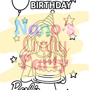 Customized Barbie Themed Canvas for Painting - Birthday Party Activity and Party Favor image 7
