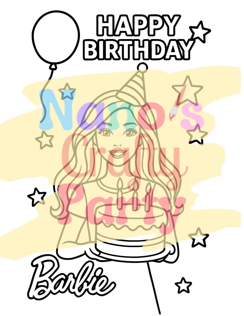 Customized Barbie Themed Canvas for Painting - Birthday Party Activity and Party Favor image 7