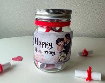 Anniversary customised gift/ gift for him/ gift for her Anniversary love jar- love notes jar/ Gift to husband/ wife/ boyfriend/ girlfriend