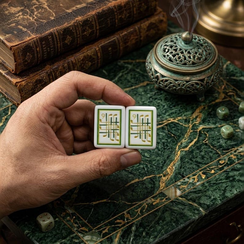 Golf Theme Mahjong Tile with Vibrant Neon-Style Engravings | Acrylic Green Striped Mahjong Tiles image 4