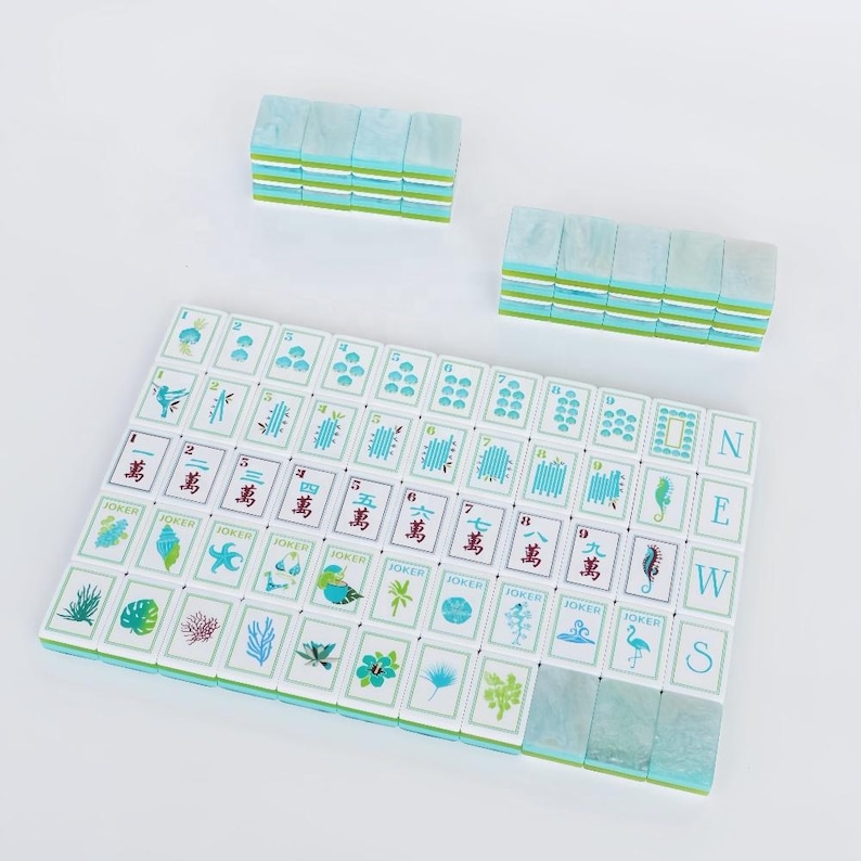 Tropical Coastal Mahjong Set | Custom Designed Sea-Inspired Tiles | Beach House Mahjong Tiles | Mahjong Accessories image 7