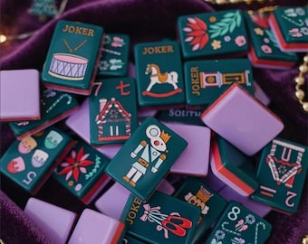 Fichas de Mahjong Americanas El Cascanueces / Fichas acrílicas navideñas de Mahjong