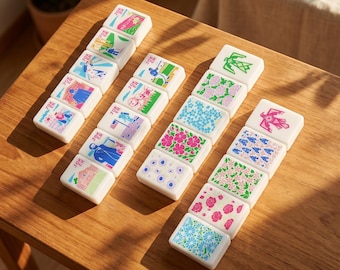 Ficha de Mahjong Pretty in Blue / Ficha de Mahjong acrílica de alta gama / Juego de mesa Mahjong americano
