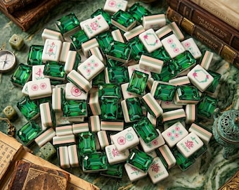 Juego de fichas de mahjong verde esmeralda / 160 fichas acrílicas de lujo de 4 capas para mahjong