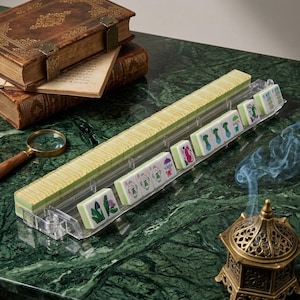 Bamboo Acrylic Stripe Mahjong Tiles | Transparent Green Stripe Mahjong Tiles image 4