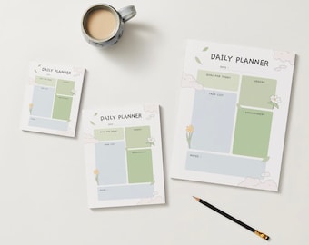 Planejador de metas diárias, lista de tarefas diárias para impressão, modelo digital Canva, planejador de produtividade, programação diária, A4/Carta, modelo GoodNotes