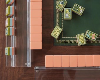 Juego de fichas de mahjong artesanales botánicas verdes / 160 fichas de mahjong acrílicas de lujo de 3 capas