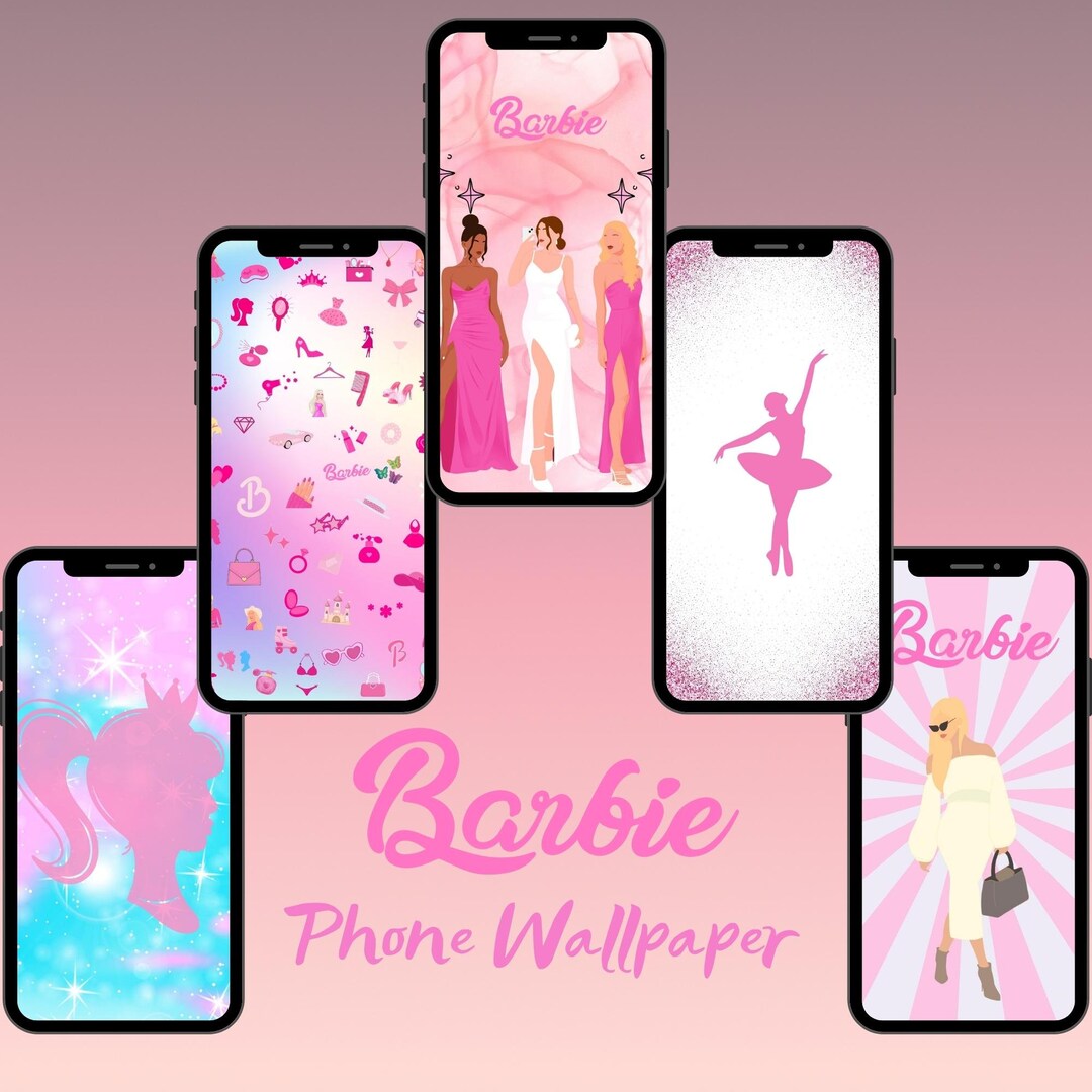 Barbie Phone Wallpaper Set of 5 Digital JPG Pink Etsy