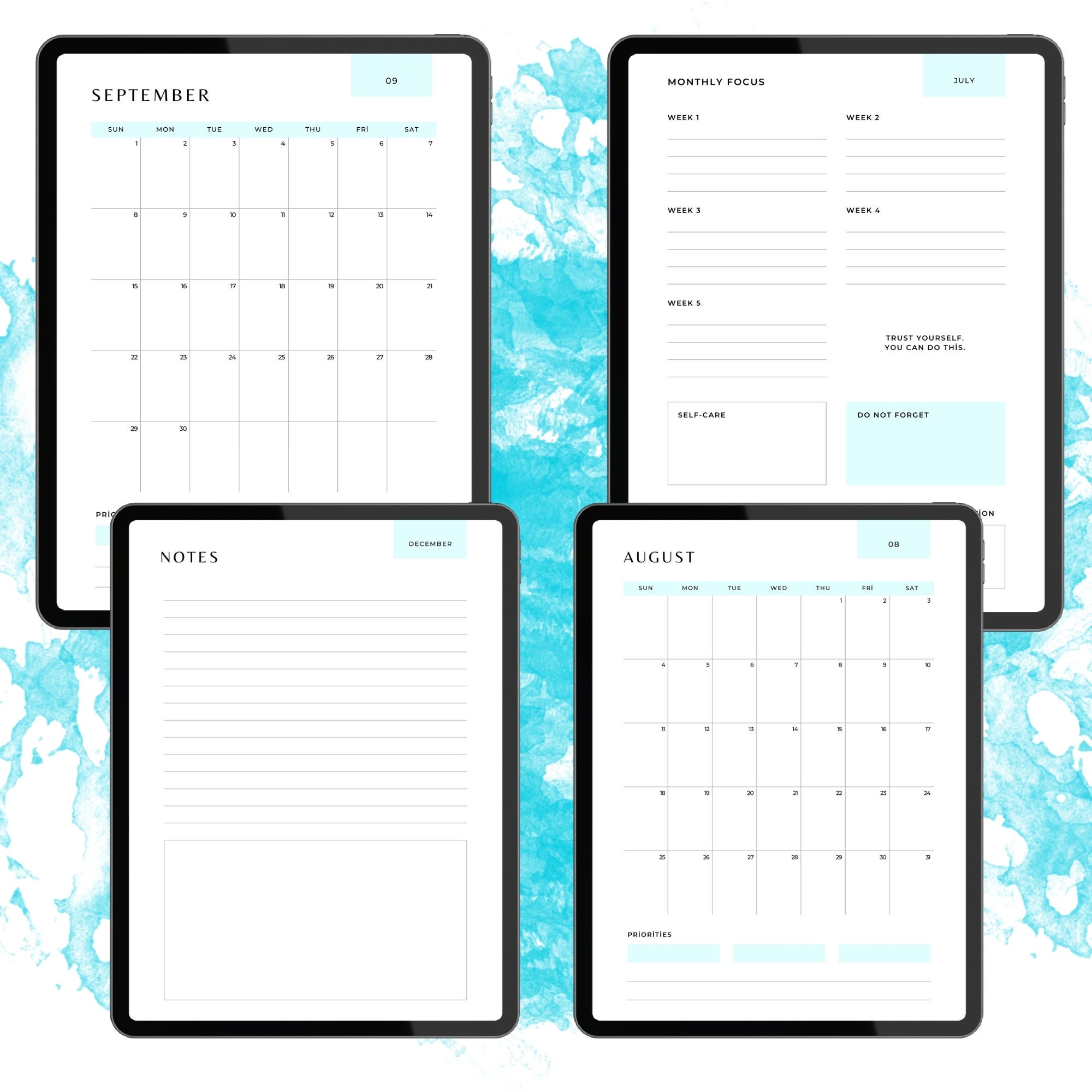 2024 Agenda and Planner 28 Pcs CMYK PDF Monthly Planner Detailed Annual