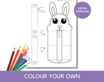 Bunny Hand Puppet: Colour Your Own Printable (Digital Download)