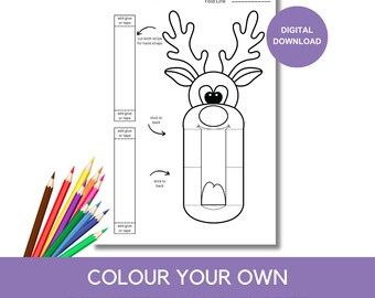Reindeer Hand Puppet: Color-Your-Own Printable (Digital Download)