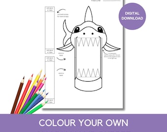 Shark Hand Puppet: Colour-Your-Own Printable (Digital Download)