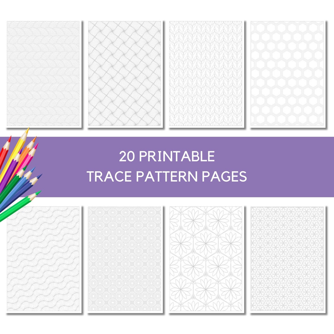 Trace Pattern Pages - Printables - Adult & Kids Colouring Pages ...