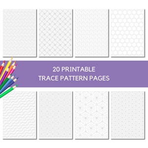 Peut inclure: 20 pages de motifs à tracer imprimables pour la coloration. Les pages présentent une variété de motifs géométriques, y compris des cercles, des carrés et des triangles.