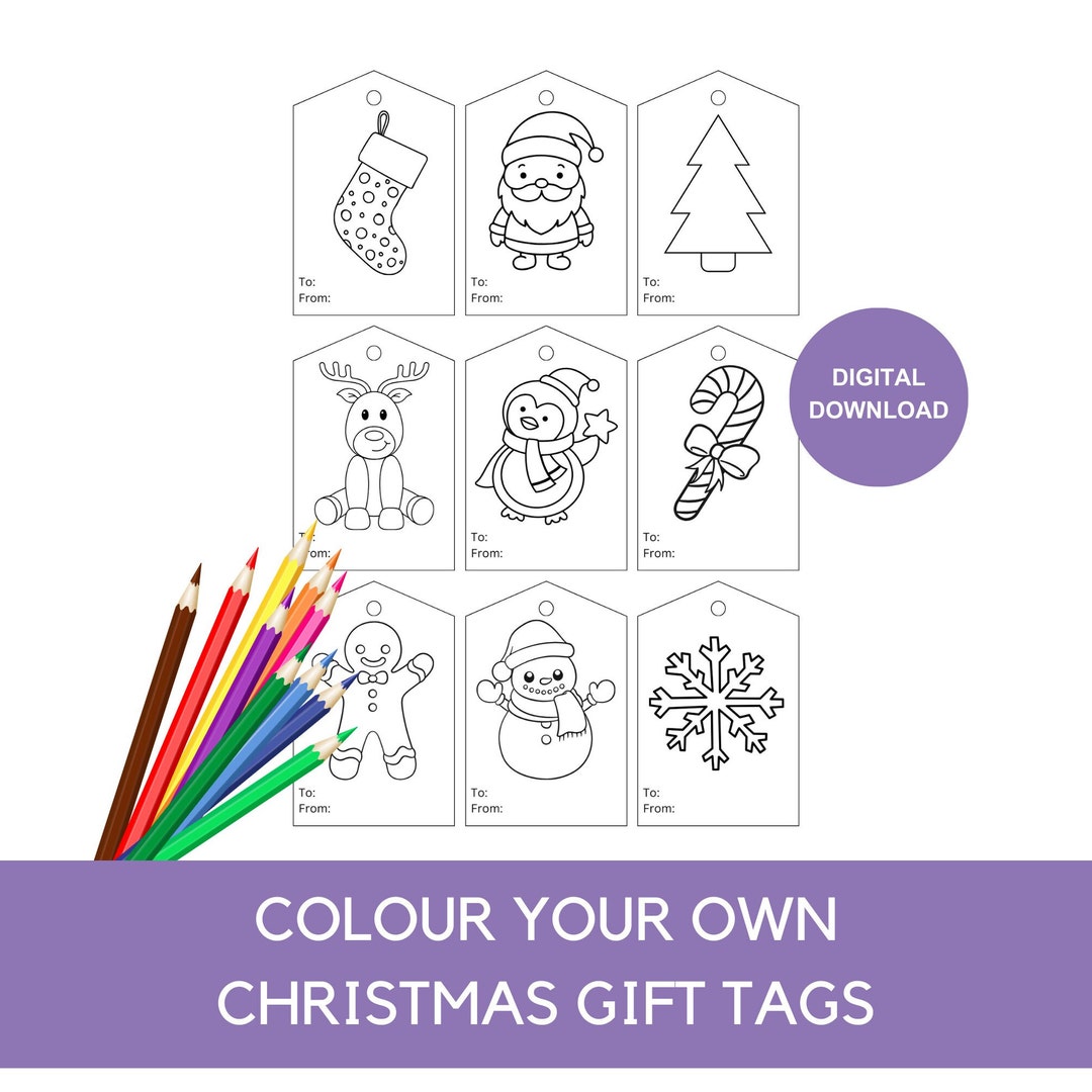 Color Your Own Christmas Gift Tags – Printable Holiday Activity ...