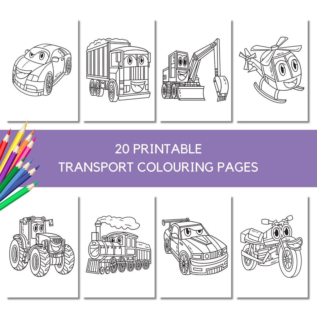 Transport Colouring Pages - Printables - Kids Colouring Pages - Digital Download - Etsy