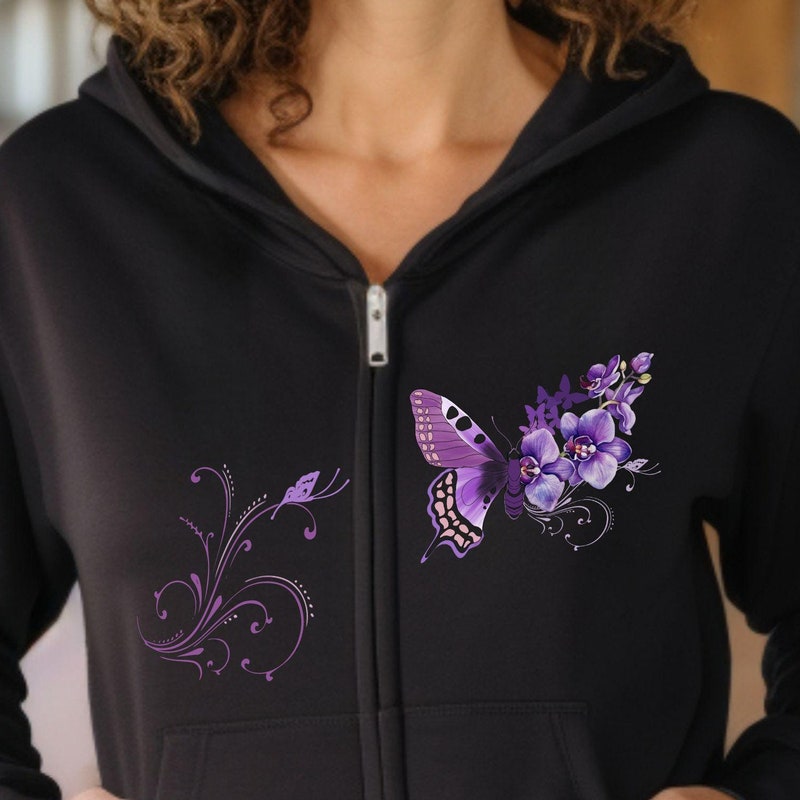 Butterfly Zipper Hoodie – Sky Blue