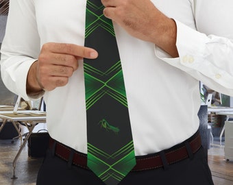 PRAYING MANTIS NECKTIE - Black & Green. Men's or Women's Tie. Perfect for Fathers, Valentines, Birthdays, Insect Lovers, Entomologists, Dad.