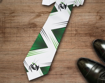 PRAYING MANTIS NECKTIE - White & Green. Men's or Women's Tie. Perfect for Fathers, Valentines, Birthdays, Insect lovers, Entomologists, Dad.