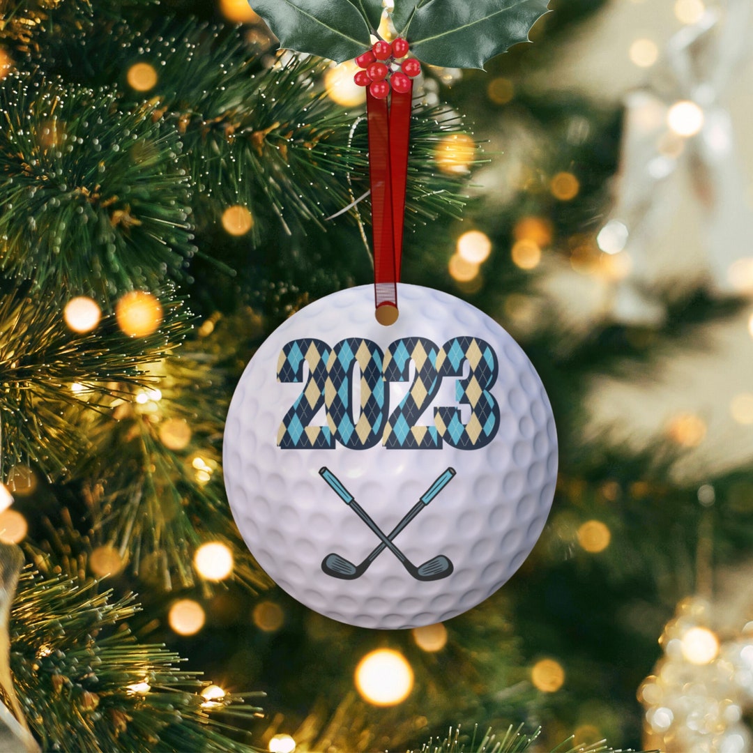 DUALSIDED Golf Ornament. 2023 in Argyle Hole in One Year. 1 Metal