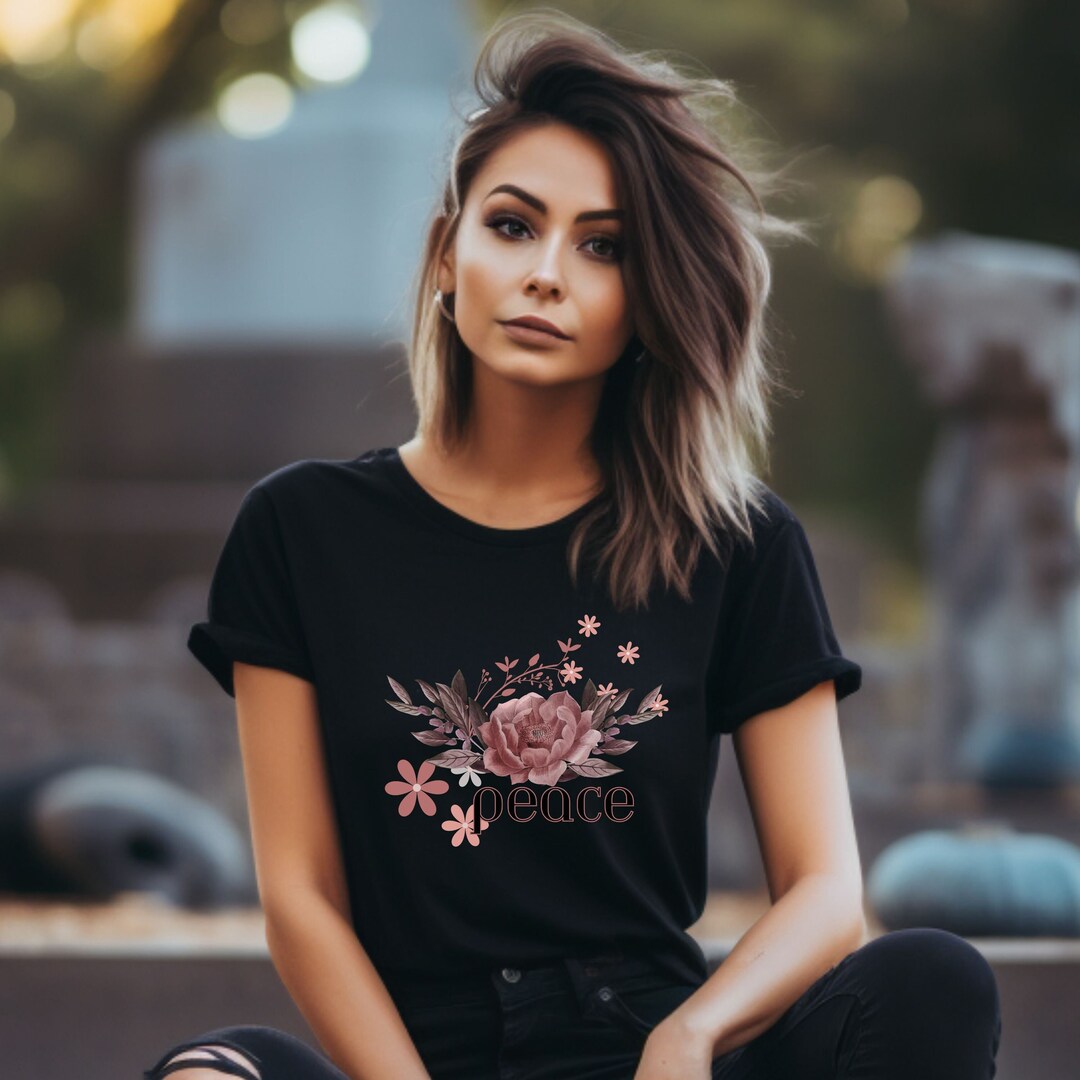 Coral Flower PEACE Tshirt / 15 Colors 1 Shortsleeve Shirt Reading