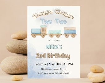 Chugga Chugga Two Two Train Birthday Party | Train Birthday Invitation | Second Birthday invite | Boy Birthday Party Invitation | Editable