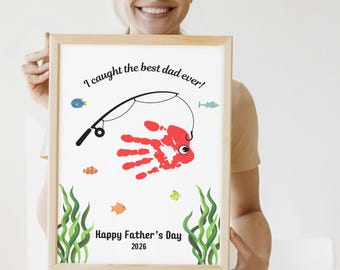 Father's Day Handprint Craft | Gift For Dad | Father's Day Craft Printable | Best Dad Gift | Fishing Craft | Father's Day Printable