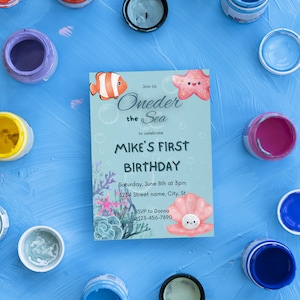 Ocean Birthday Invitation | Under the Sea Birthday Party Invite | Oneder the Sea Invitation | First Birthday Invite | Editable Invitation