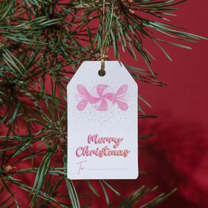 Pink Christmas Gift Tags | Christmas Gift Tags Bundle Set | Pink Bow Coquette Christmas Gift Tags | Merry Christmas | Holiday Printable Tags