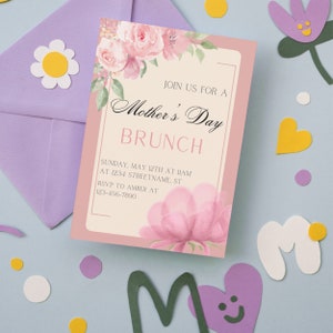 Mother&#39;s Day Brunch Invitation Template | Customizable Canva Template | Printable Mother&#39;s Day Celebration Invite