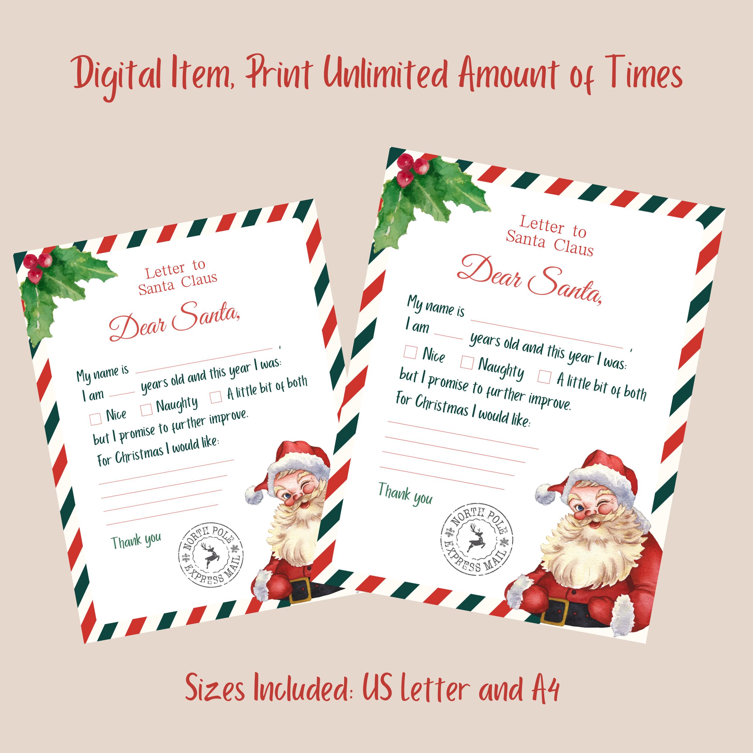 Letter to Santa | Christmas Printable Letter to Santa | Kids