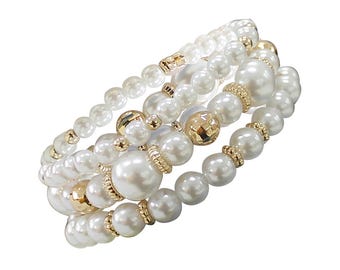 Lujo atemporal con significados emocionales: Pulsera de perlas elásticas de varias hebras