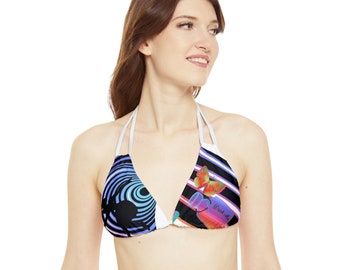 Haut de bikini triangle à lanières (AOP), Bas de bikini Cott, haut, bretelles élastiques, soutien-gorge Sexxy