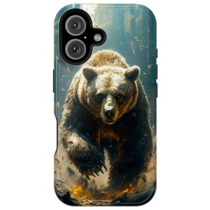 Bear Design Magnetic Tough Phone Case - Nature Animal Lover Gift, Wildlife Tough Phone Cover, Bear Lover Phone Accessory, Outdoor Adventure