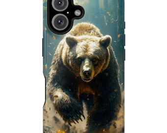 Custodia magnetica resistente per telefono con design a forma di orso - regalo per gli amanti degli animali della natura, custodia resistente per telefono con motivo a fauna selvatica, accessorio per telefono per gli amanti degli orsi, avventura all'aria aperta